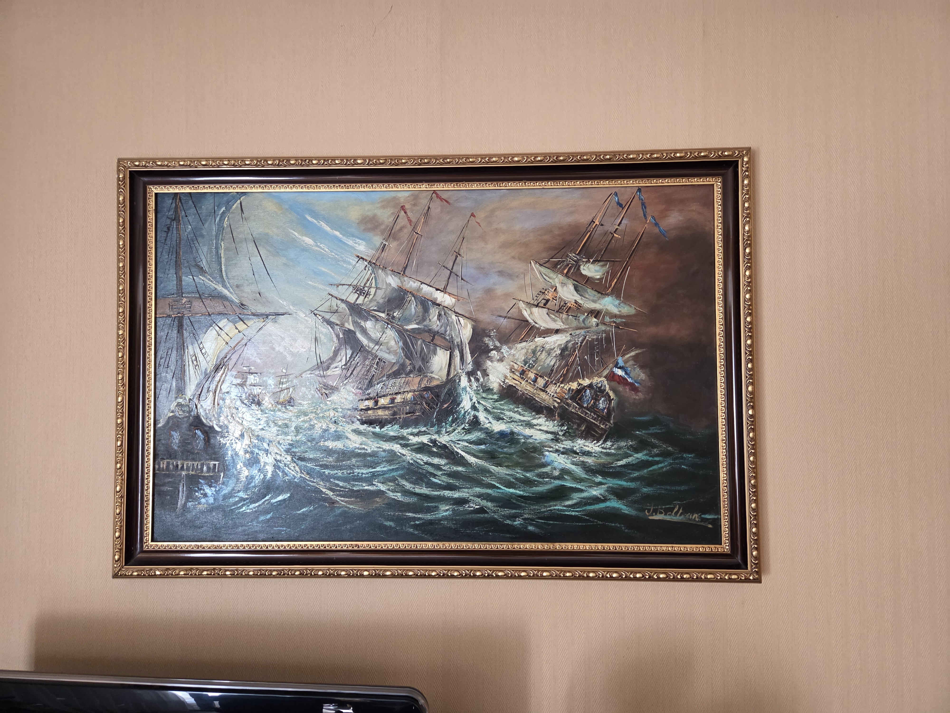 Tableau scene marine J. Belran