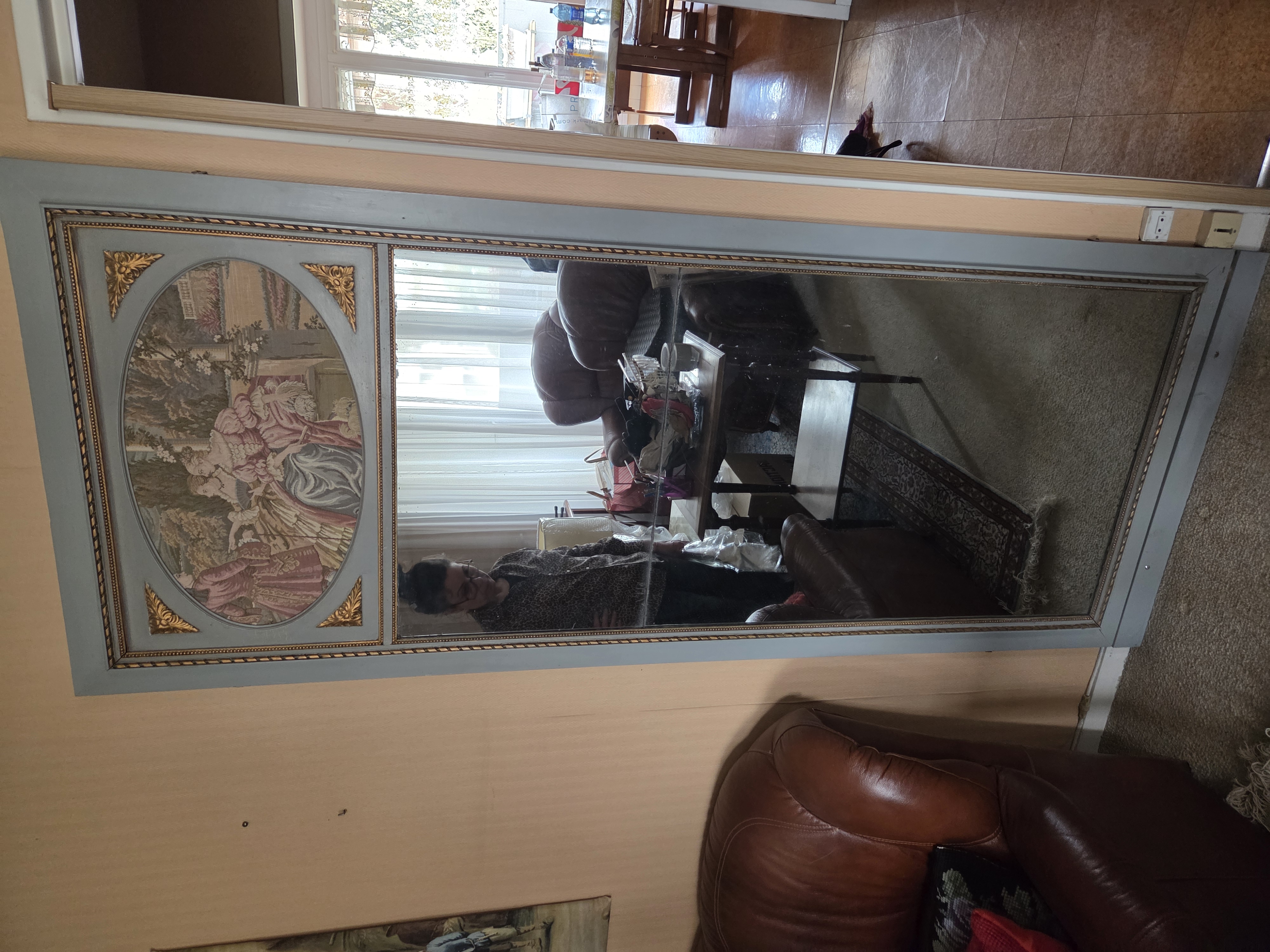 Cadre miroir avec tapisserie 90x214